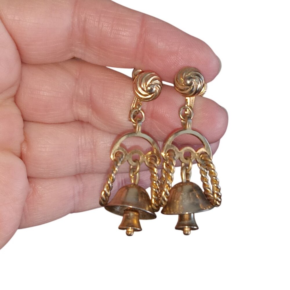 Vintage Screw Back Bell Earrings, Ladies Dangle Fashion Jewelry